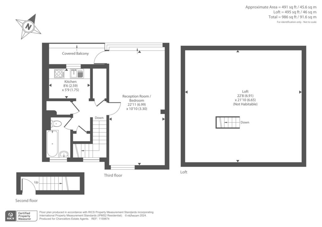 Studio flat for sale - floorplan