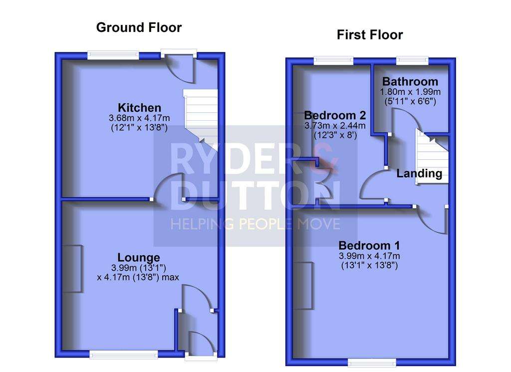 2 bedroom end of terrace house for sale - floorplan