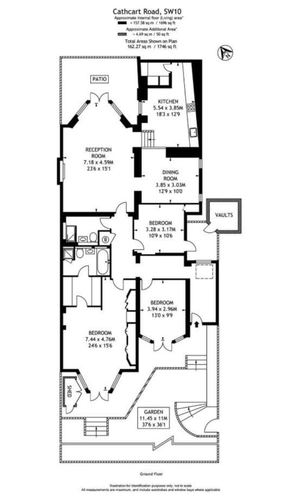 3 bedroom flat to rent - floorplan