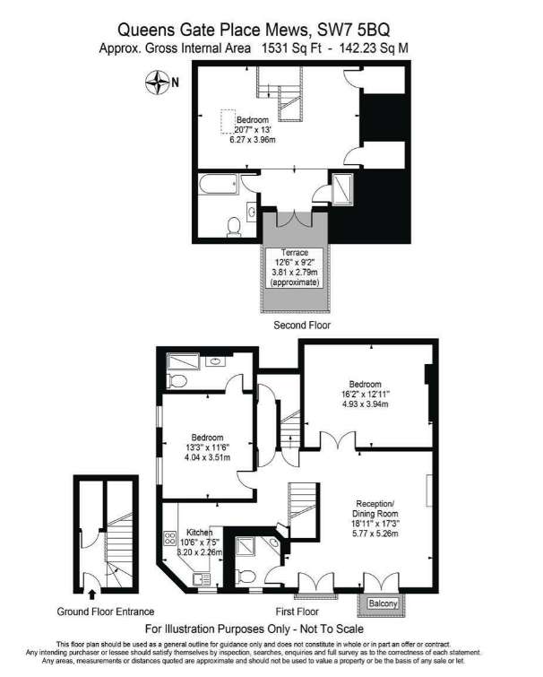 3 bedroom flat to rent - floorplan