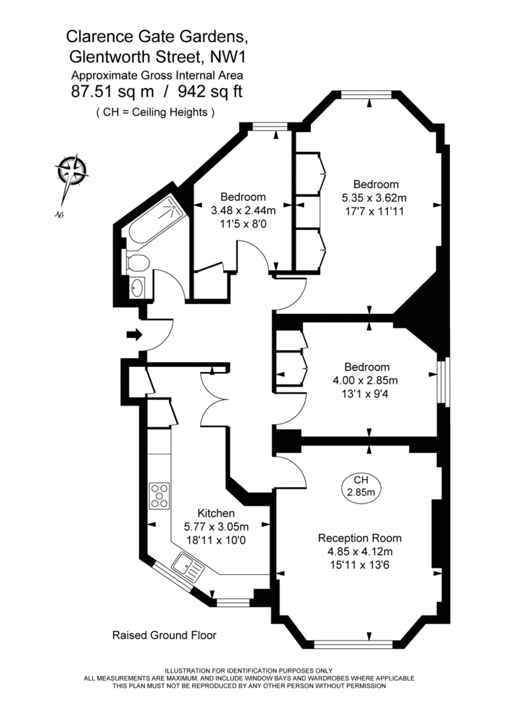 3 bedroom flat to rent - floorplan