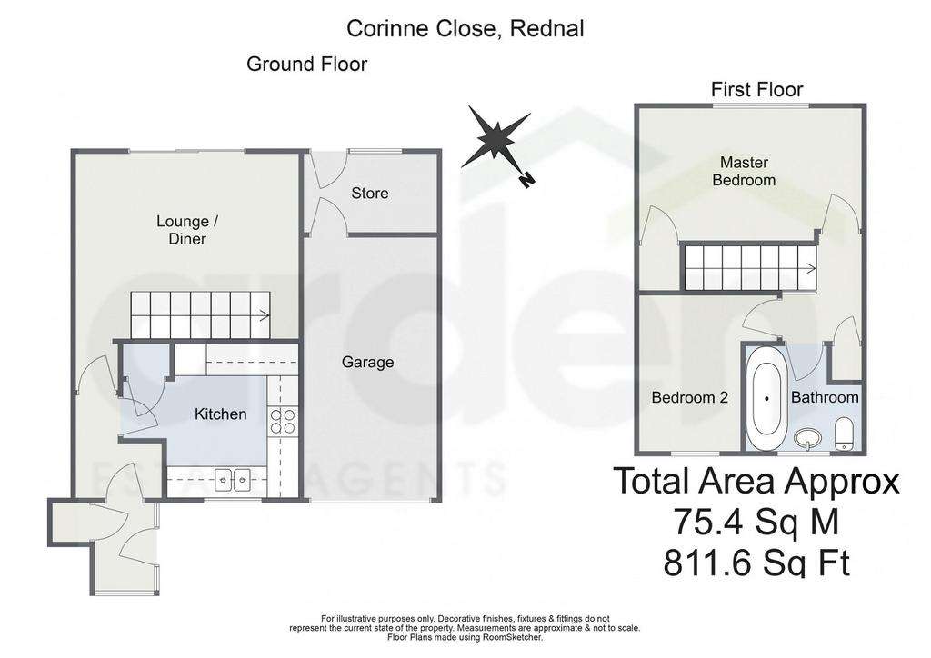 2 bedroom end of terrace house for sale - floorplan