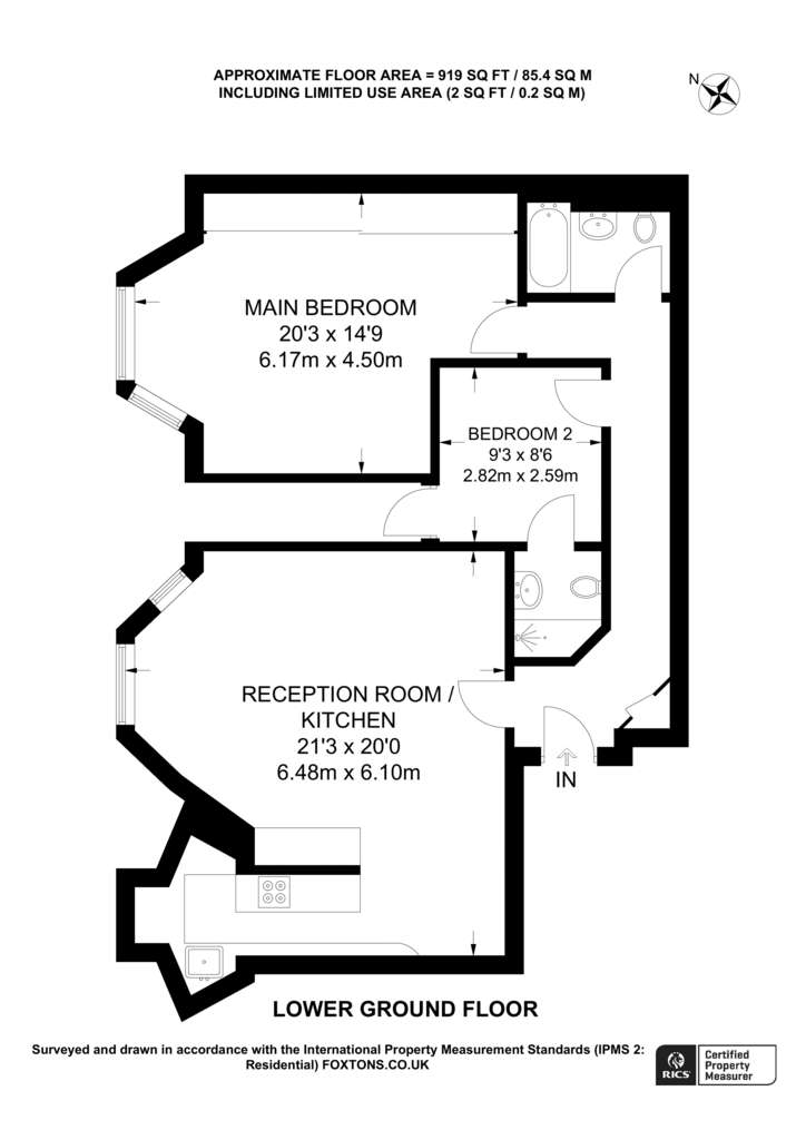 2 bedroom flat to rent - floorplan