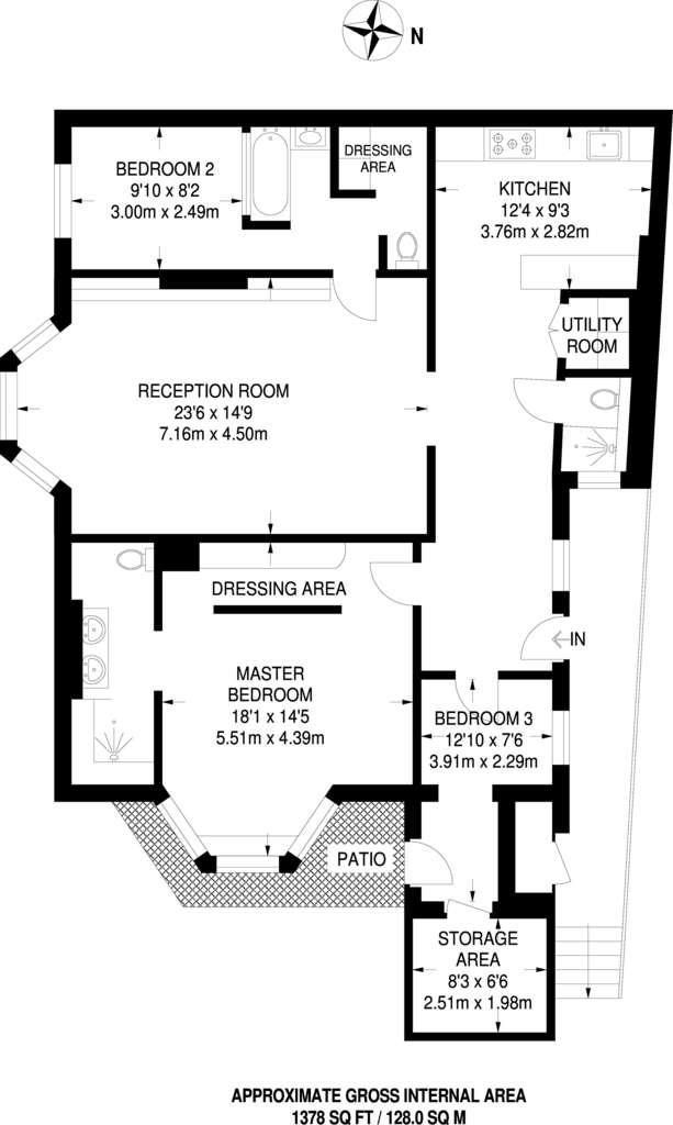 3 bedroom flat to rent - floorplan