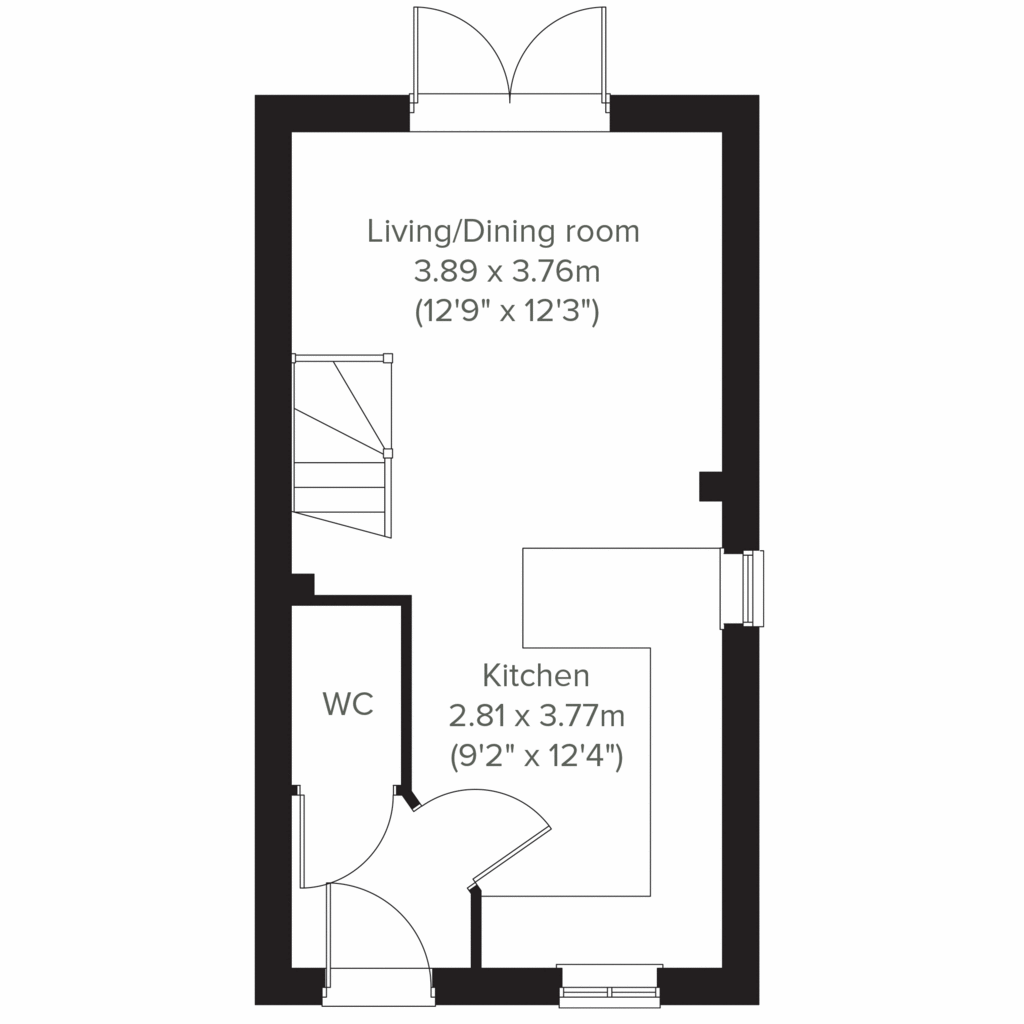 2 bedroom semi-detached house for sale - floorplan