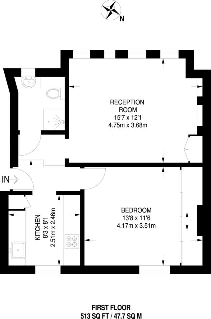 1 bedroom flat to rent - floorplan