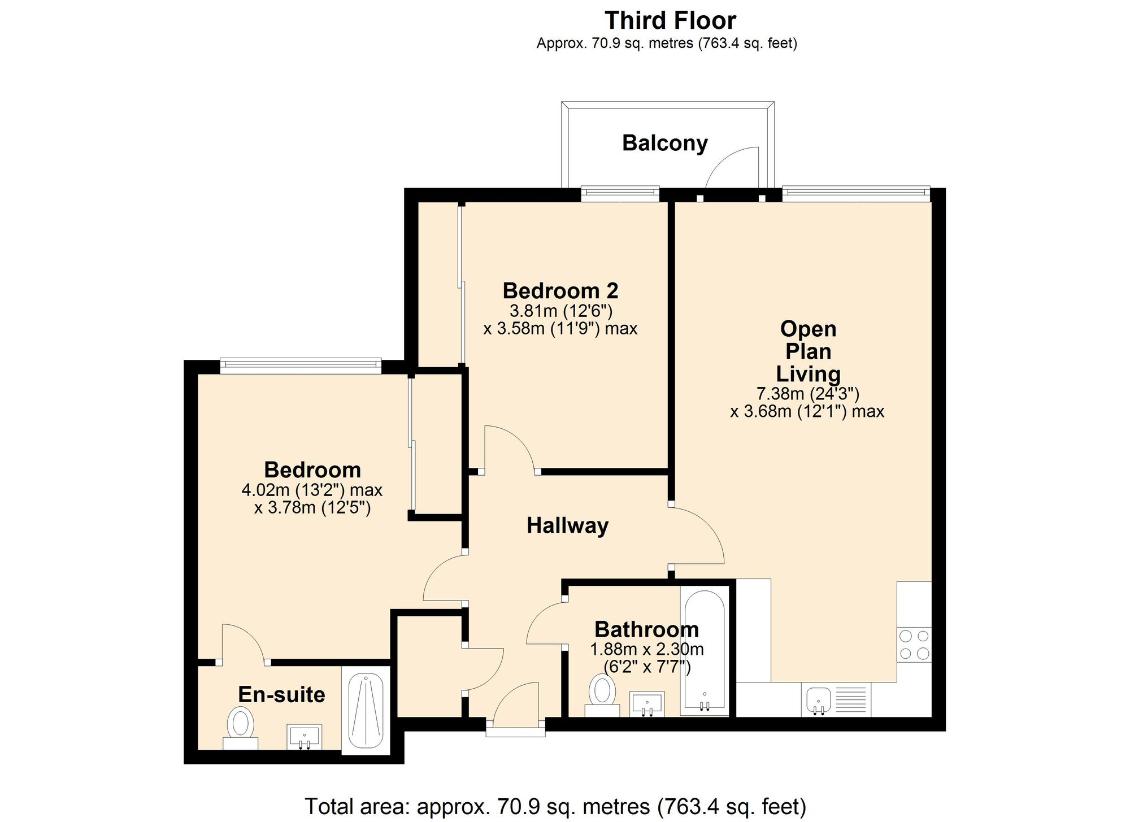 2 bedroom flat for sale - floorplan