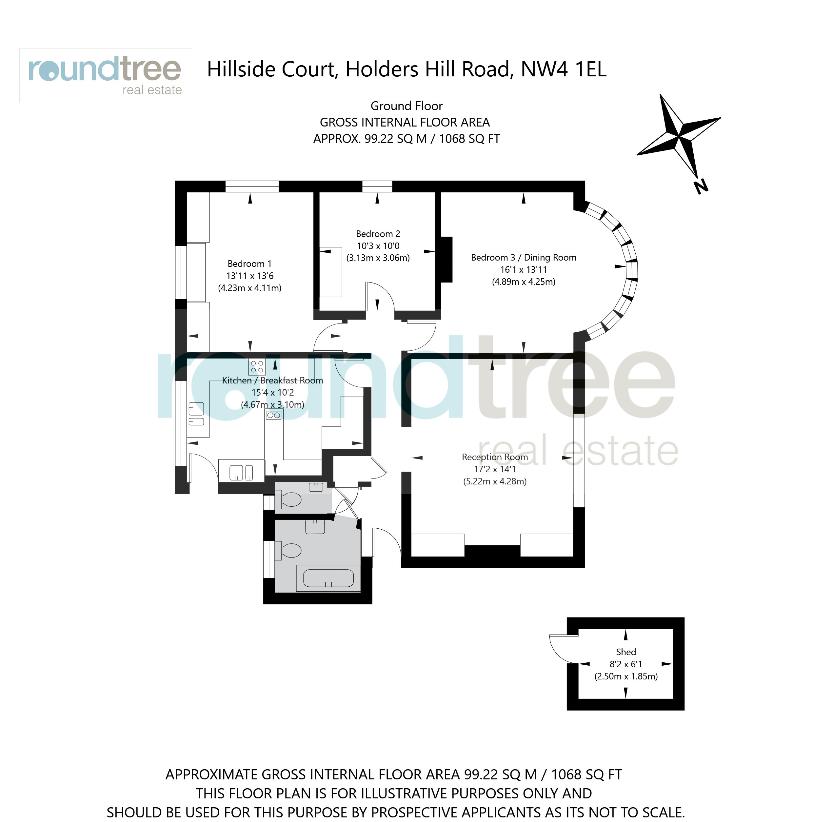 3 bedroom flat for sale - floorplan