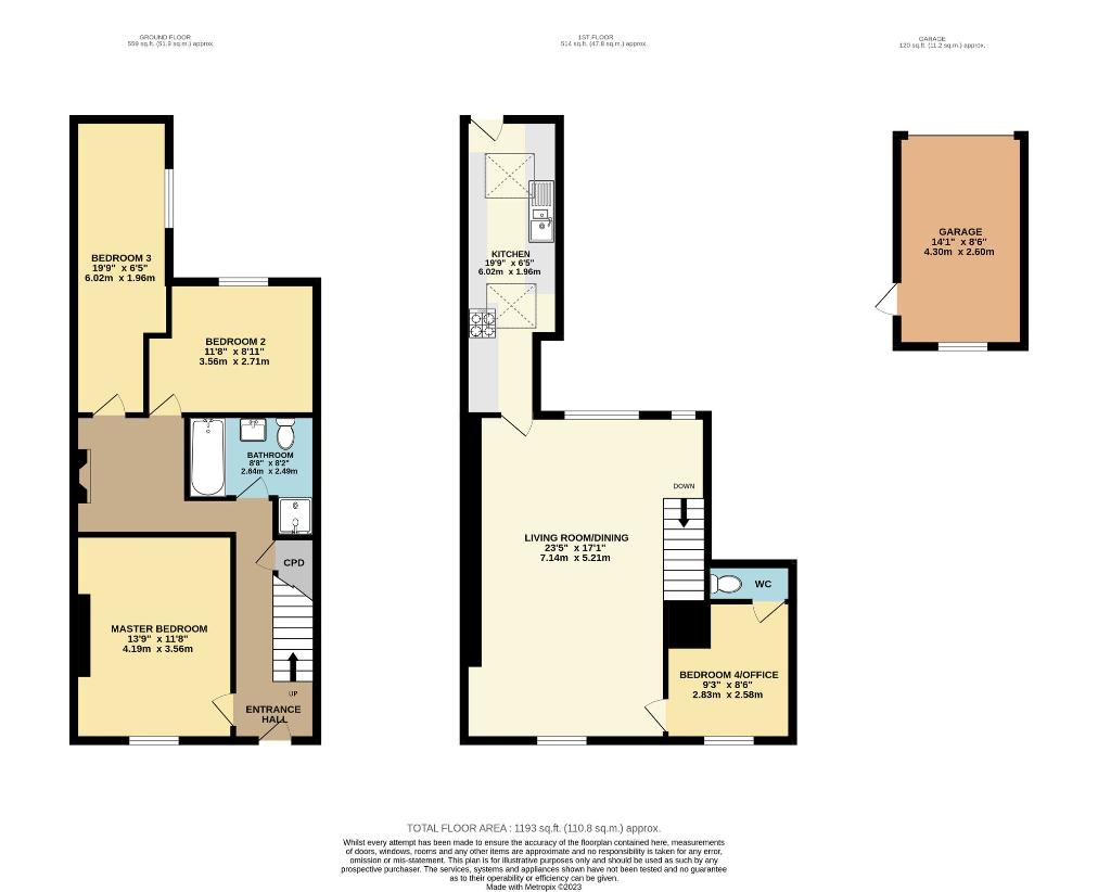 4 bedroom terraced house for sale - floorplan