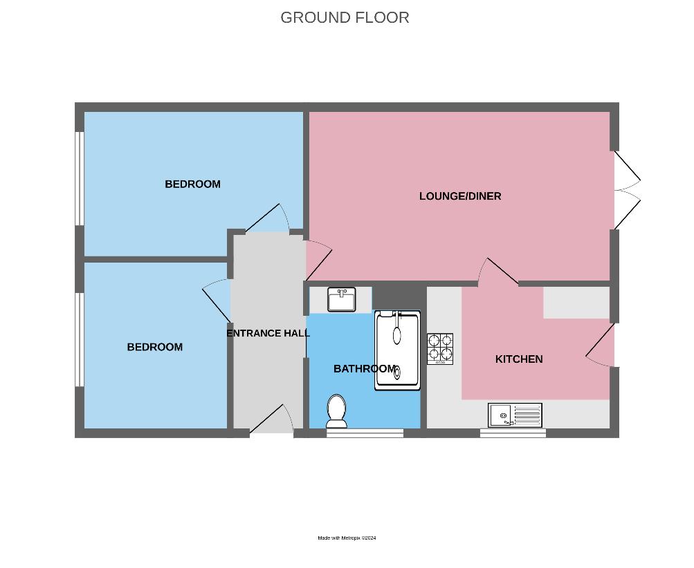 2 bedroom bungalow for sale - floorplan