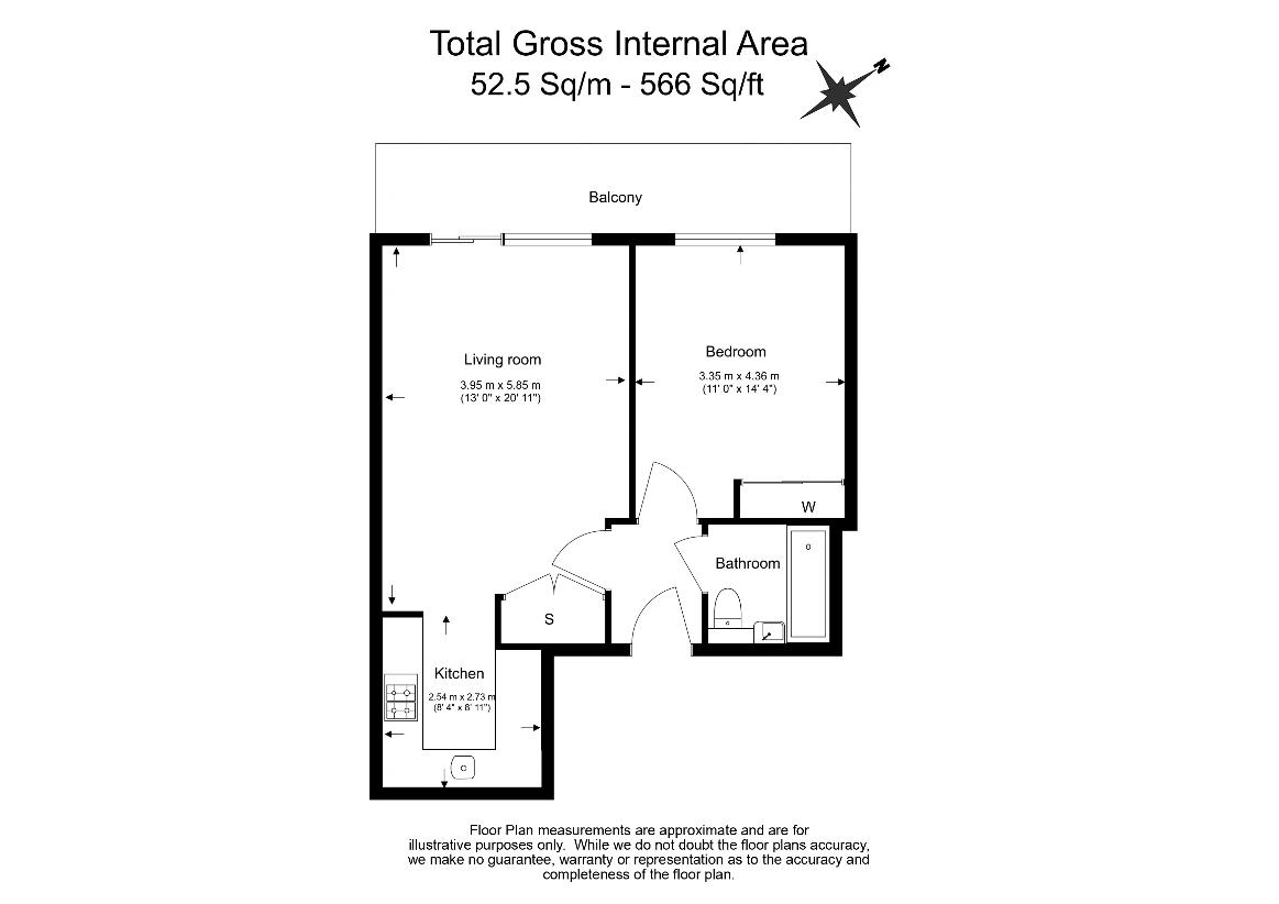 1 bedroom flat for sale - floorplan