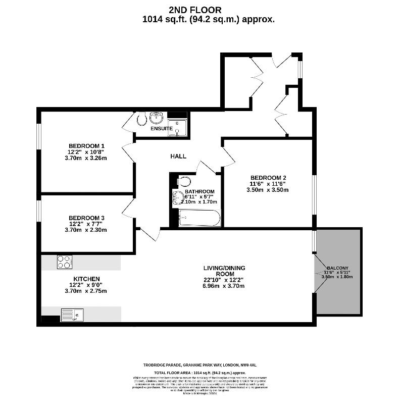 3 bedroom flat for sale - floorplan