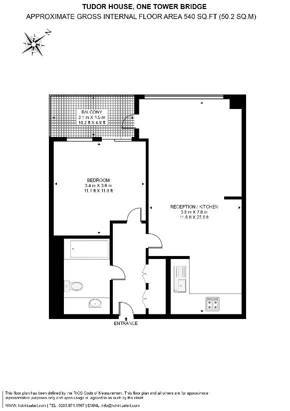 1 bedroom flat for sale - floorplan