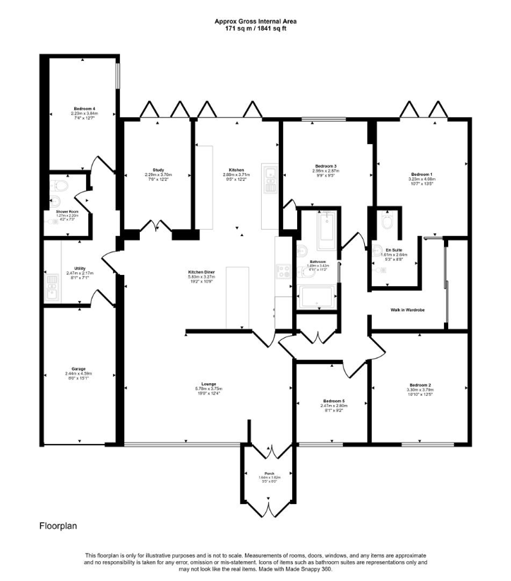 5 bedroom bungalow for sale - floorplan