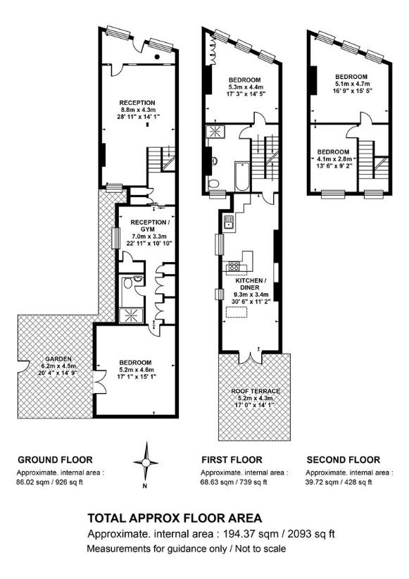 4 bedroom terraced house for sale - floorplan