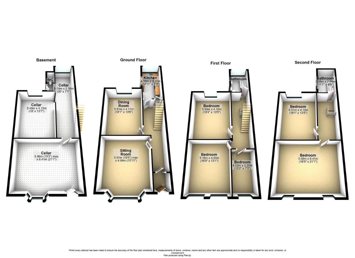 5 bedroom terraced house for sale - floorplan