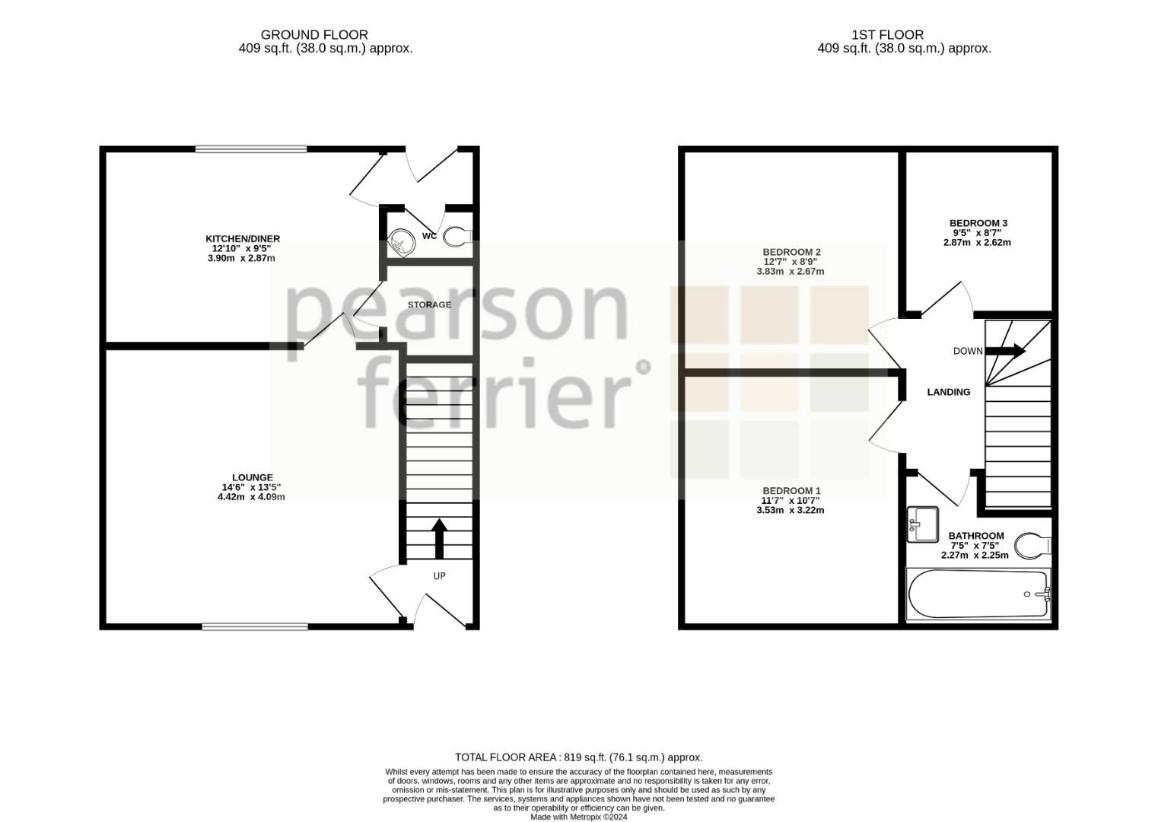 3 bedroom semi-detached house for sale - floorplan