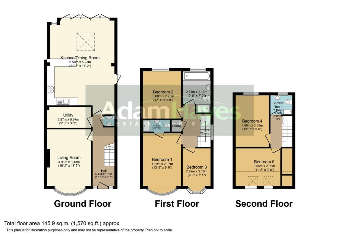 5 bedroom end of terrace house for sale - floorplan