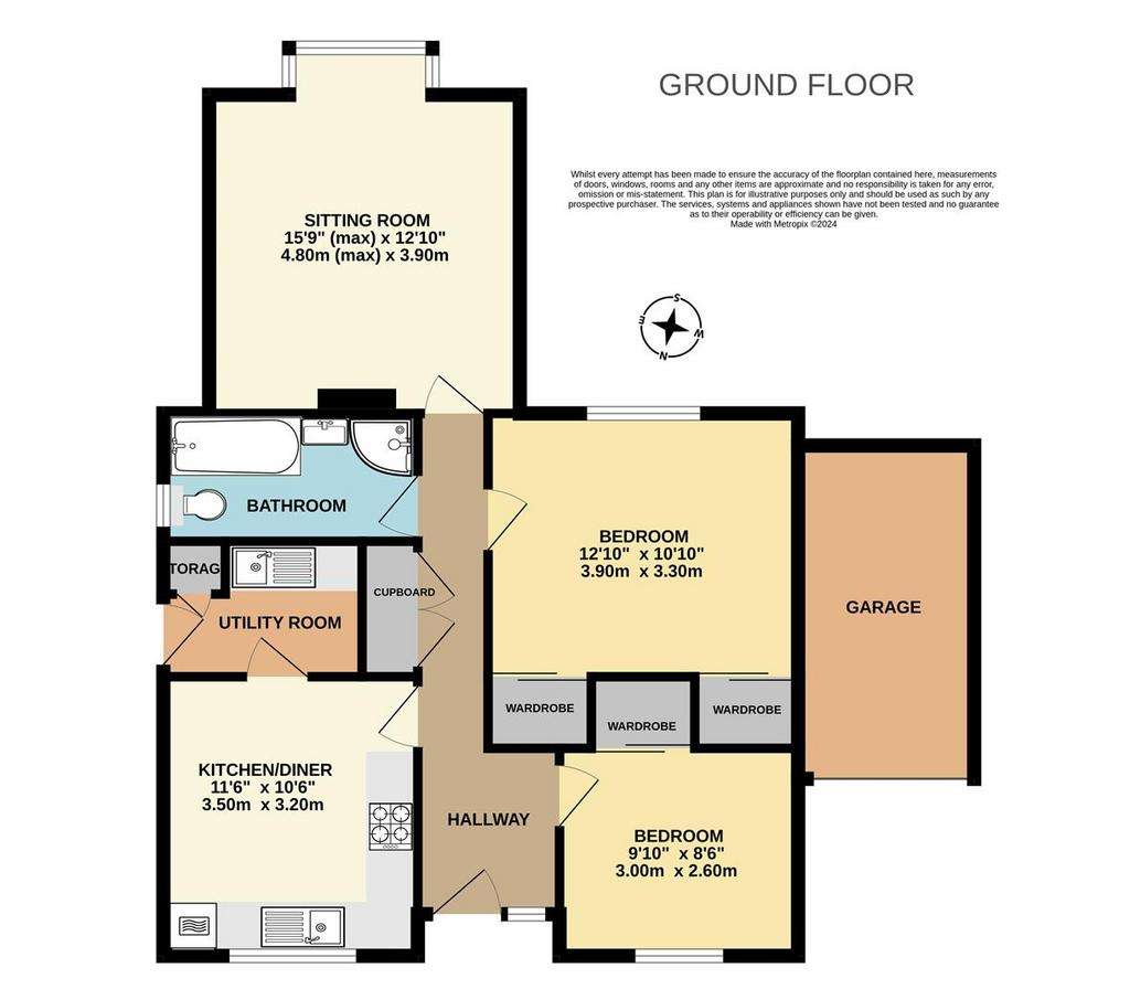 2 bedroom detached bungalow for sale - floorplan