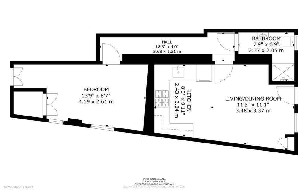 1 bedroom flat to rent - floorplan