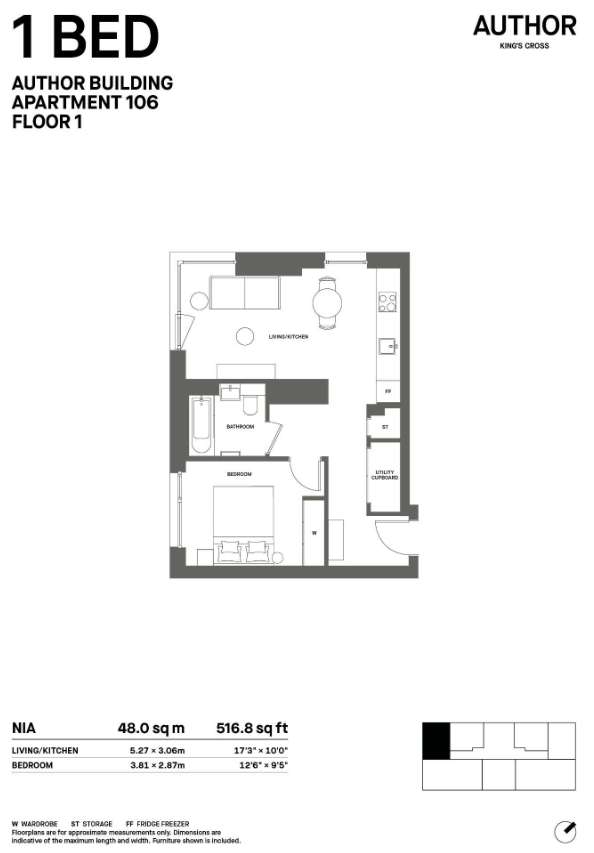 1 bedroom flat to rent - floorplan