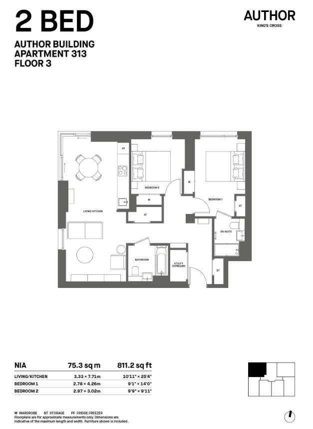 2 bedroom flat to rent - floorplan