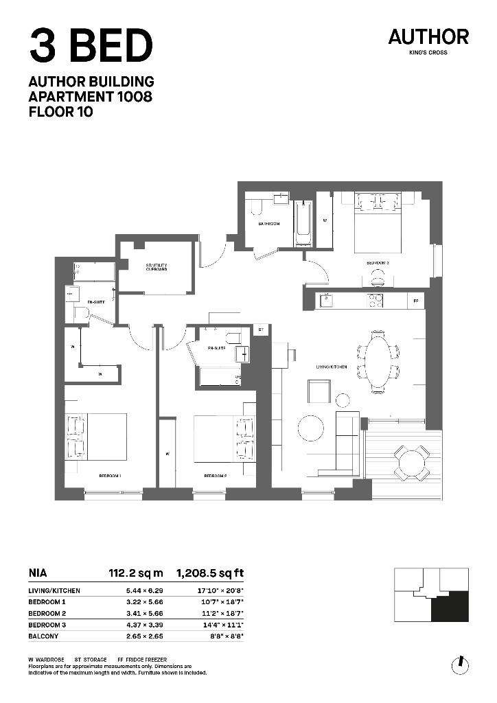 3 bedroom flat to rent - floorplan