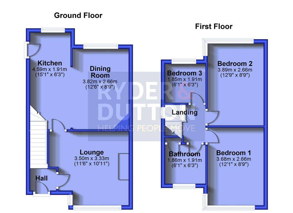 3 bedroom semi-detached house for sale - floorplan