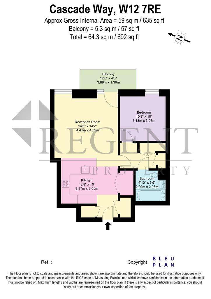 1 bedroom flat to rent - floorplan