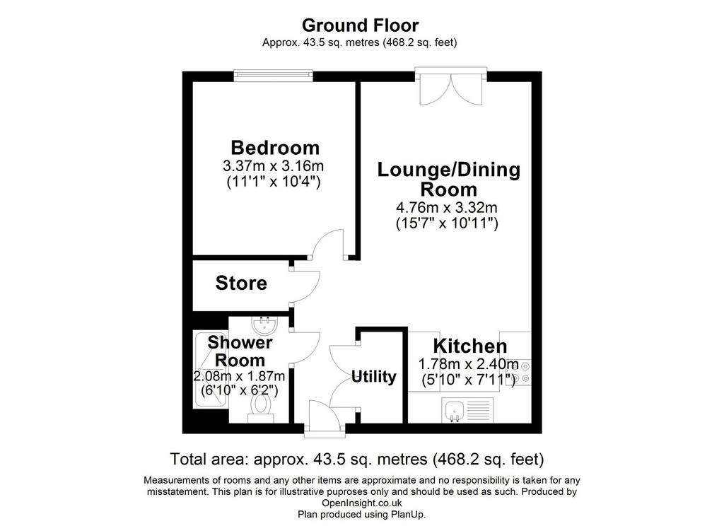 1 bedroom ground floor flat for sale - floorplan