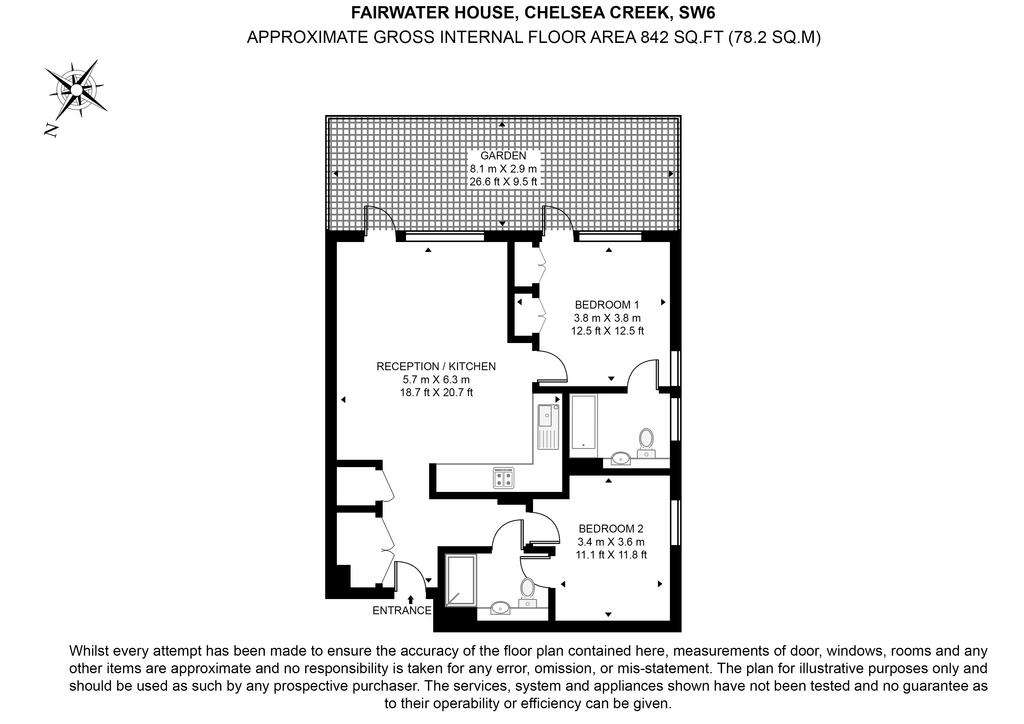 2 bedroom flat to rent - floorplan