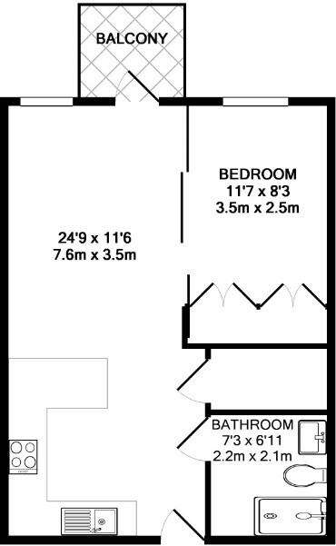 1 bedroom flat to rent - floorplan