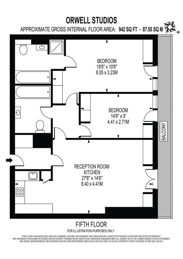 2 bedroom flat to rent - floorplan