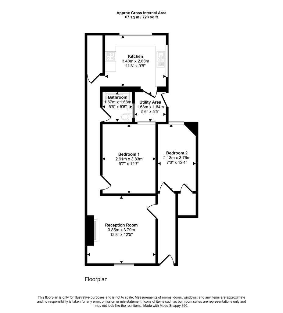 2 bedroom ground floor flat for sale - floorplan