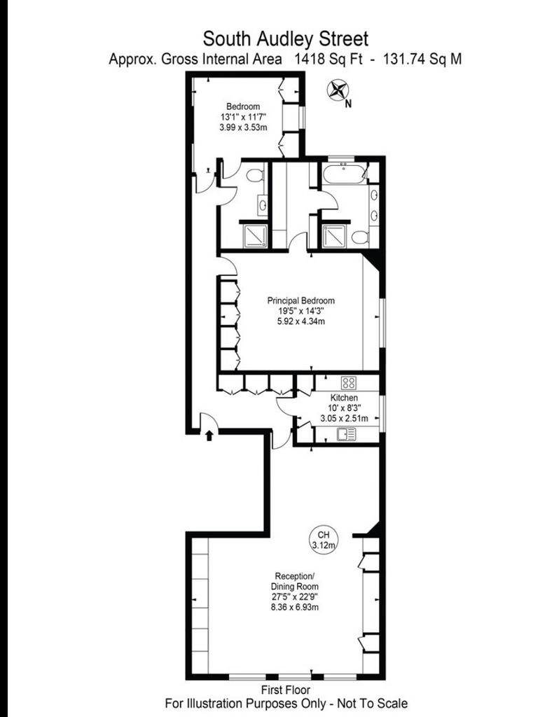 2 bedroom flat to rent - floorplan