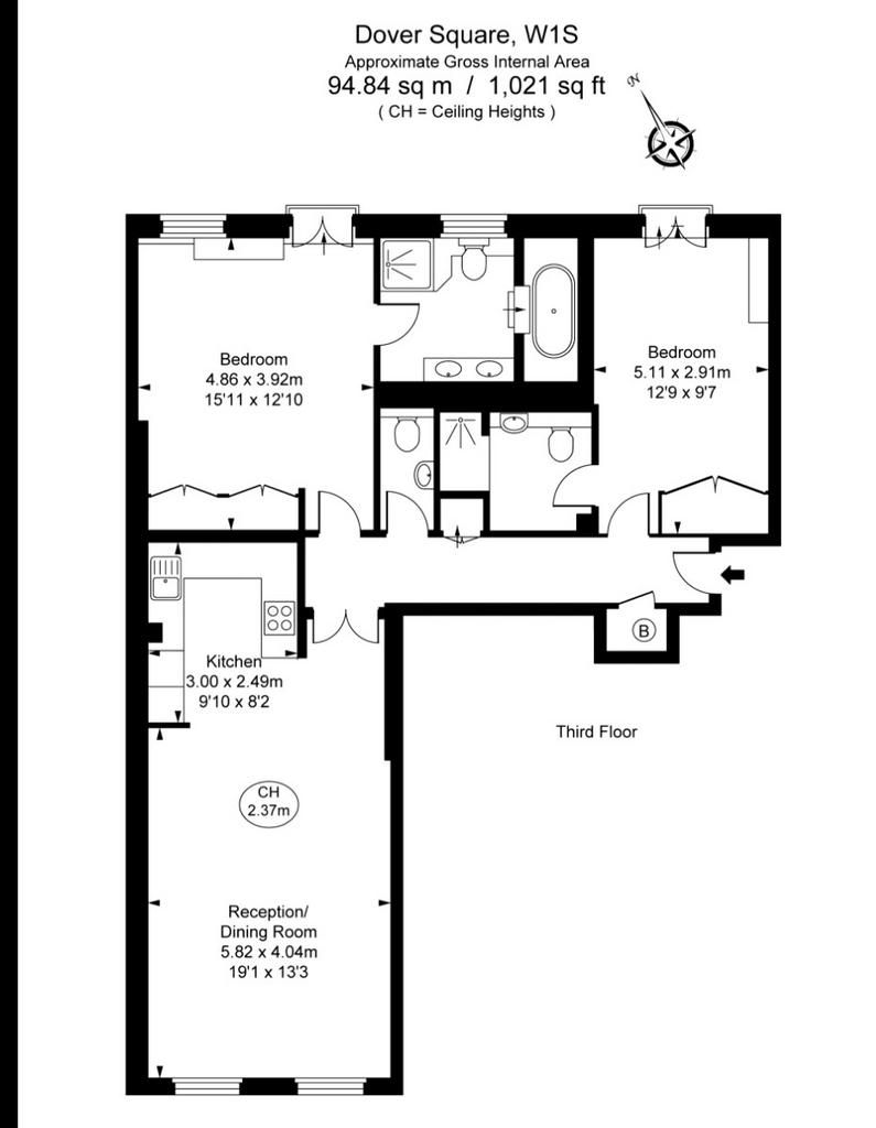 2 bedroom flat to rent - floorplan