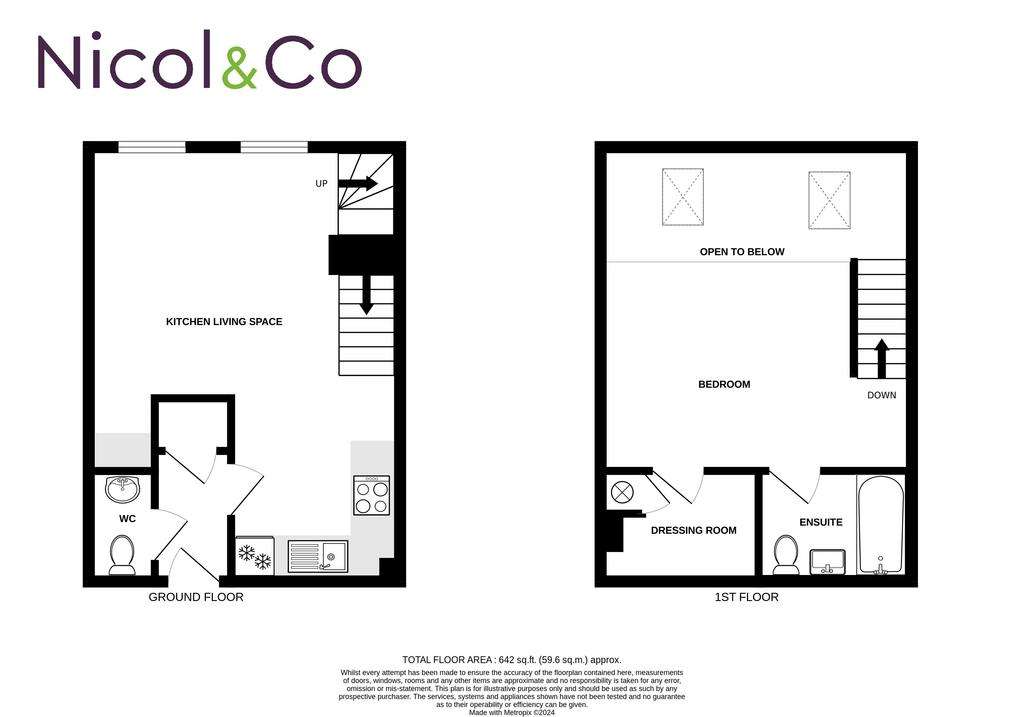 1 bedroom duplex apartment to rent - floorplan