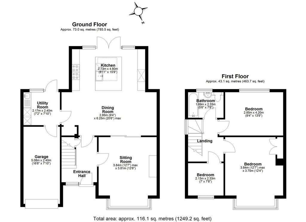 3 bedroom semi-detached house for sale - floorplan