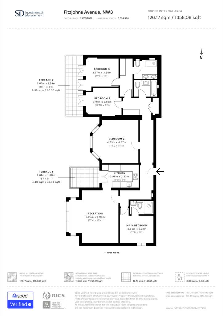 4 bedroom flat to rent - floorplan