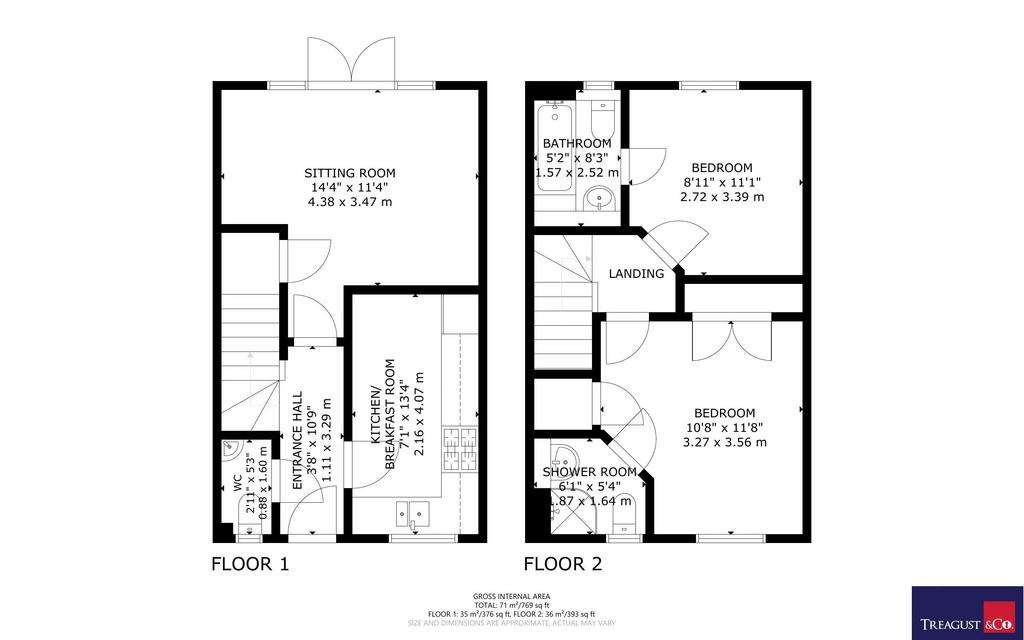 2 bedroom terraced house for sale - floorplan