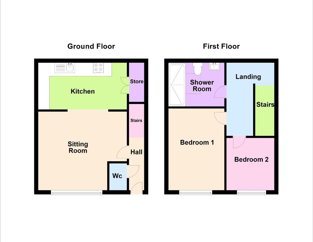 2 bedroom end of terrace house for sale - floorplan