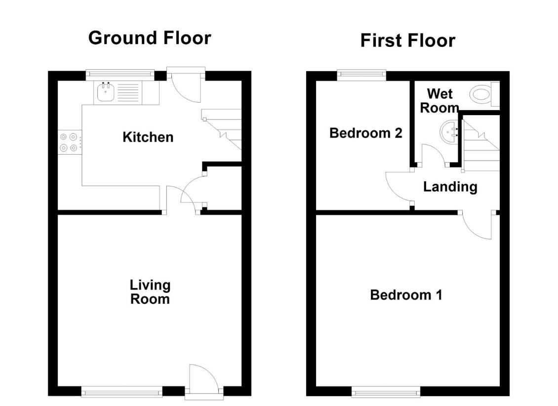 2 bedroom terraced house for sale - floorplan