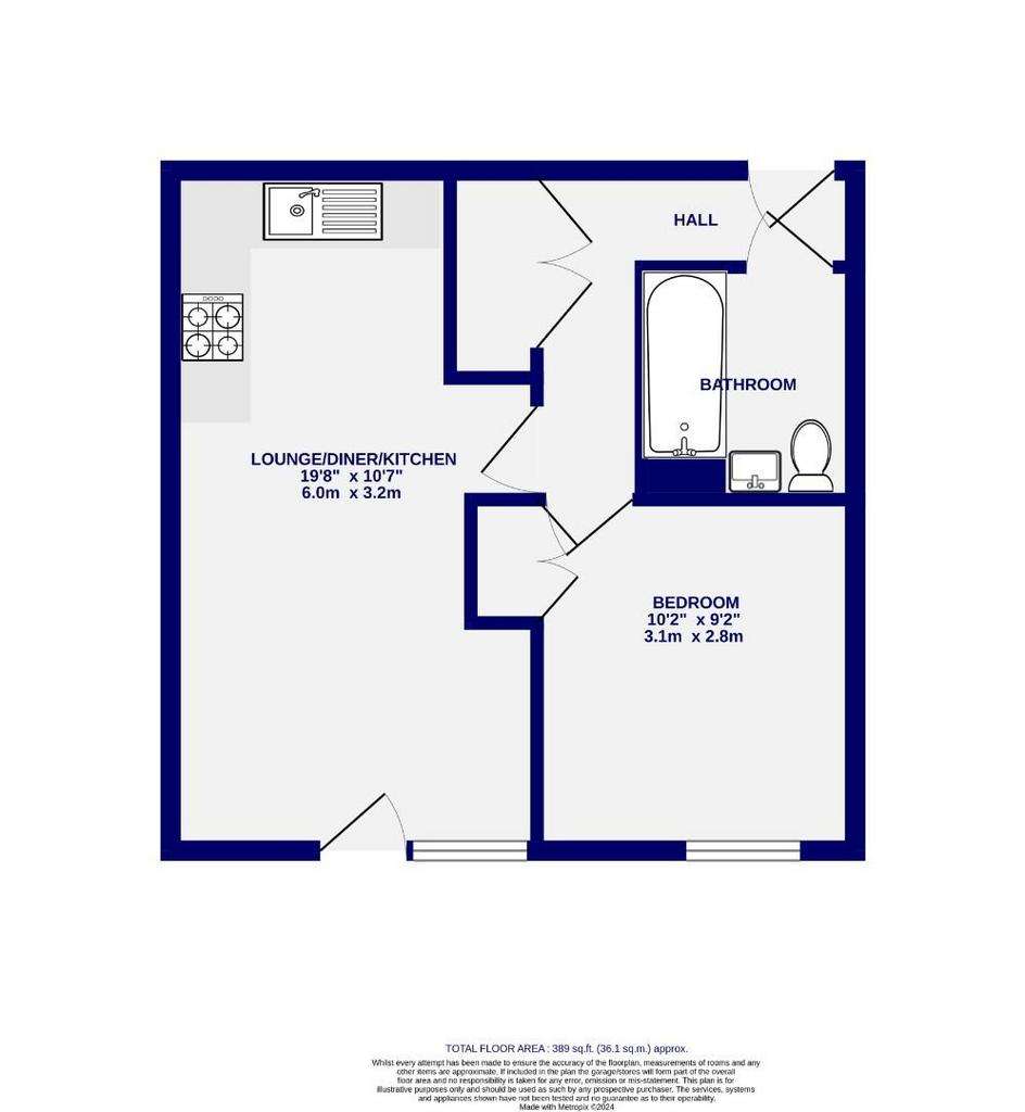 1 bedroom flat for sale - floorplan