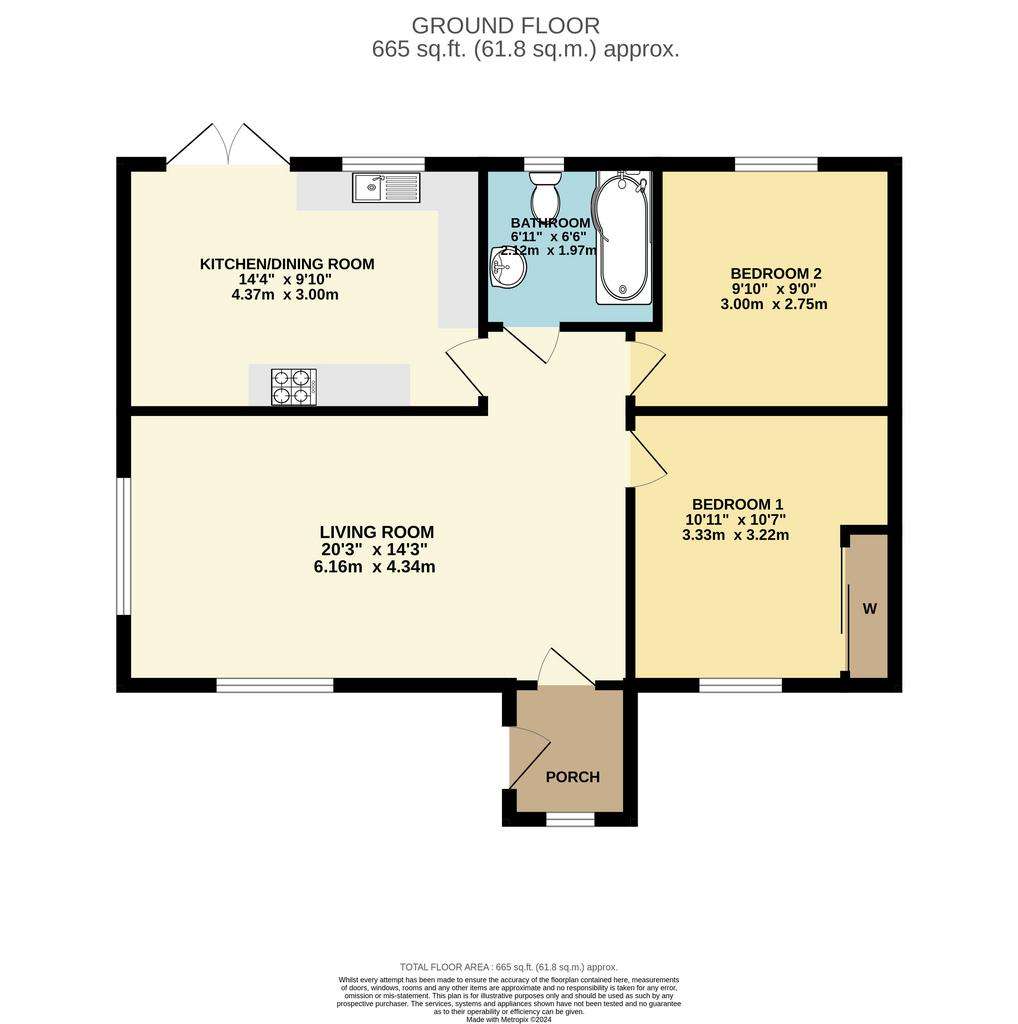 2 bedroom bungalow for sale - floorplan