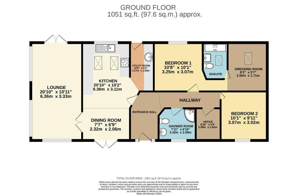 2 bedroom bungalow for sale - floorplan