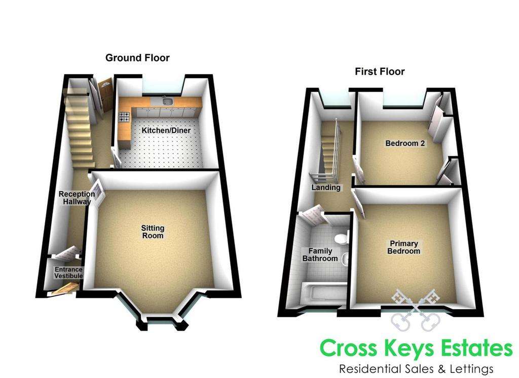 2 bedroom terraced house for sale - floorplan