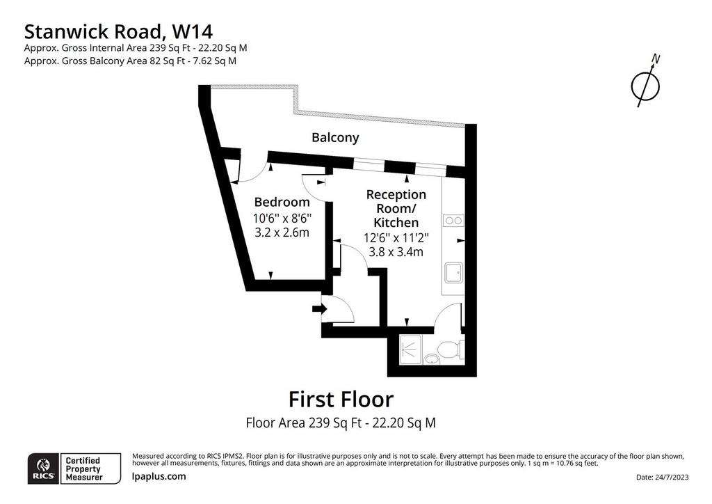 1 bedroom flat to rent - floorplan