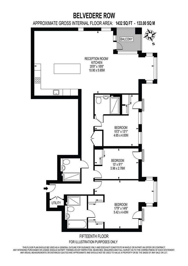 3 bedroom flat to rent - floorplan