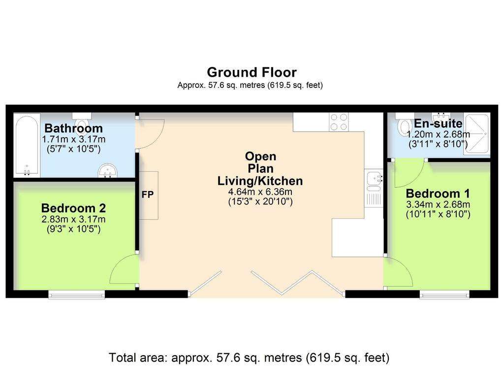 2 bedroom barn conversion for sale - floorplan