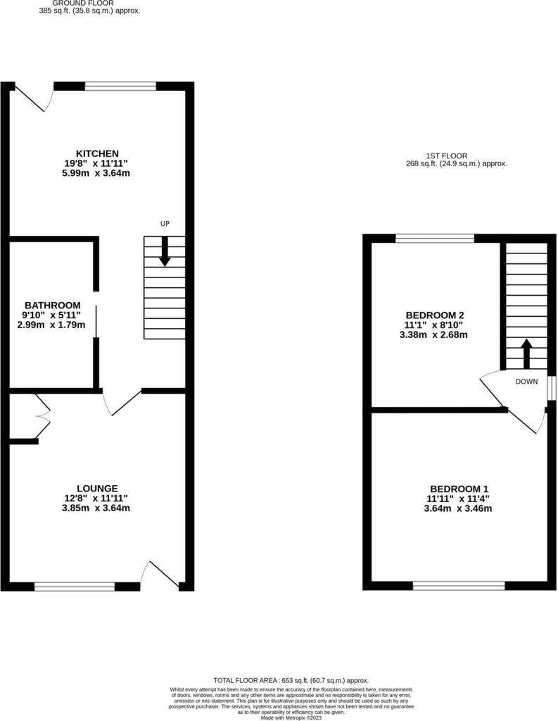 2 bedroom terraced house for sale - floorplan